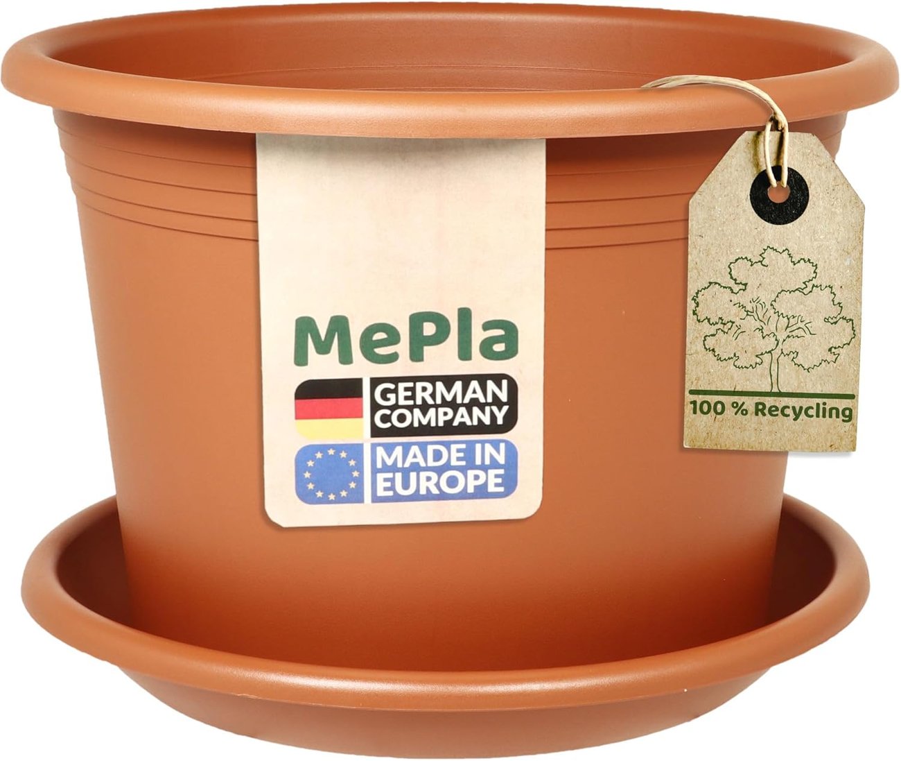 Blumentopf + Untersetzer, Terrakotta