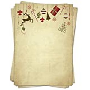 50 Blatt Weihnachtspapier (A4) | Hängende Geschenke und Deko Vintage| beidseitig bedruckt 