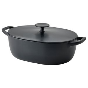 VARDAGEN Bratentopf mit Deckel - emailliertes Gusseisen mattiert/schwarz 6.5 l