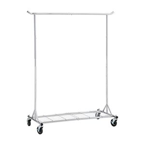 Amazon Basics – Kleiderstange mit Rollen, Chrom, 129,5 x 54,61 x 142,2-167,64 cm