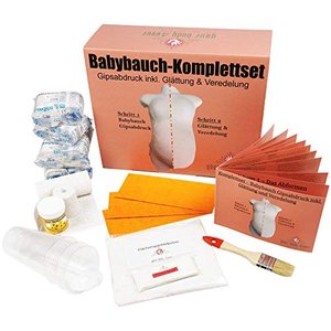 XXL-Komplettset | Babybauch Gipsabdruck-Set inkl. Glättung & Veredelung | 1A Ergebnis mit Detailanle