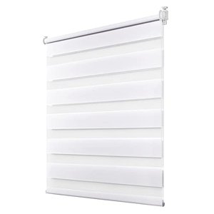 Deswell Doppelrollo Klemmfix ohne Bohren Weiß B45 x H100 cm (Stoffbreite 41cm)