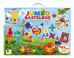 Jumbo Bastelkoffer mit 107 Teilen, riesige Auswahl an Bastelmaterialien für Kinder und Erwachsene