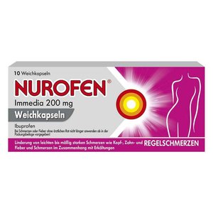 NUROFEN Immedia 200 mg Weichkapseln bei Regelschmerzen, 10 St Weichkapseln