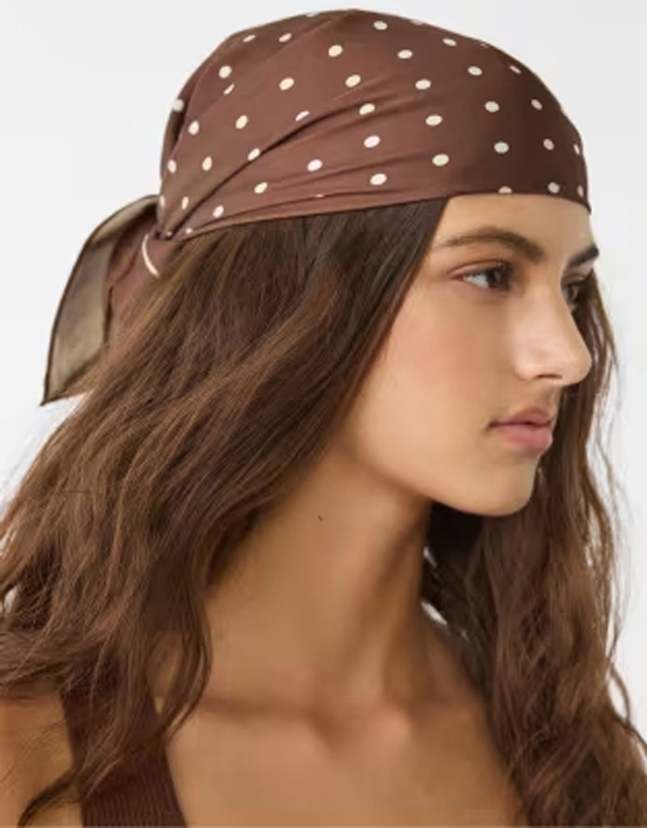 Stradivarius – Kopftuch in Braun mit Punkten