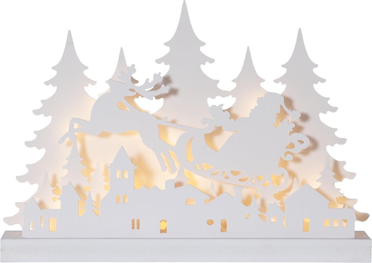 Weihnachts-Silhouette aus Holz mit LED-Beleuchtung