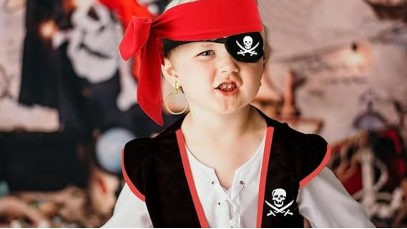 Kinder-Piratenkostüm, 4 x 4er-Set