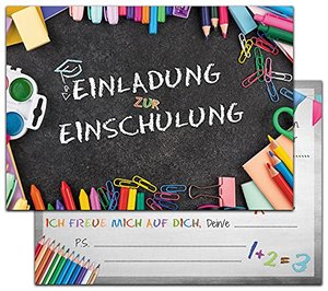 12er Set Einladungen zum Schulanfang
