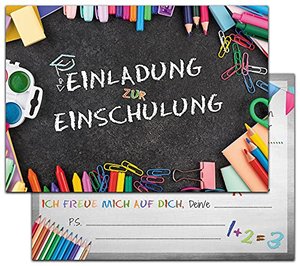 Einschulung Einladungskarten, 12er Set Einladungen zum Schulanfang