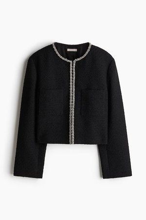 Strassverzierte Bouclé-Jacke