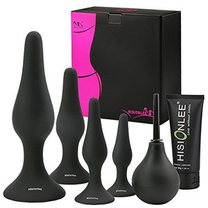 Hisionlee Sexy Toys 5PCS Anal Plug Set Medizinisches Silikon Sinnlichkeit Analspielzeug (schwarz)