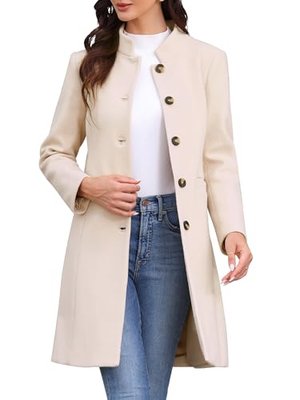 Allegra K Damen Stehkragen Mantel