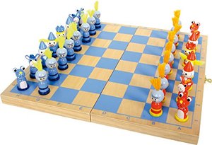 Schach "Ritter" aus Holz, Reisespiel mit 32 ritterlichen Schachfiguren aus Holz