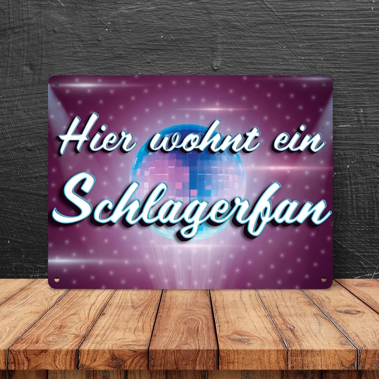 Hier wohnt ein Schlagerfan Metallschild XL in 21x28 cm
