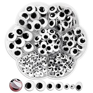 FANGZIDM 400 Stück Selbstklebende Wackelaugen 5mm -12mm Mobile Augen ​für DIY Scrapbooking Spielzeug