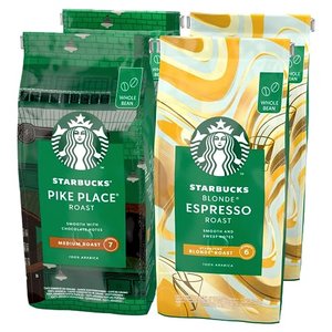 STARBUCKS Pike Place Roast, Blonde Espresso Roast Ganze Kaffeebohnen 450g (4er Pack)