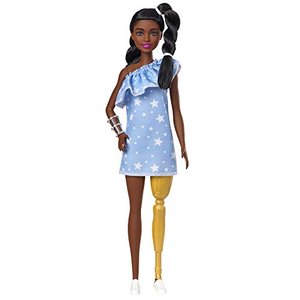 Barbie GHW60 - Barbie Fashionistas Puppe 146 (schwarzhaarig) mit Beinprothese