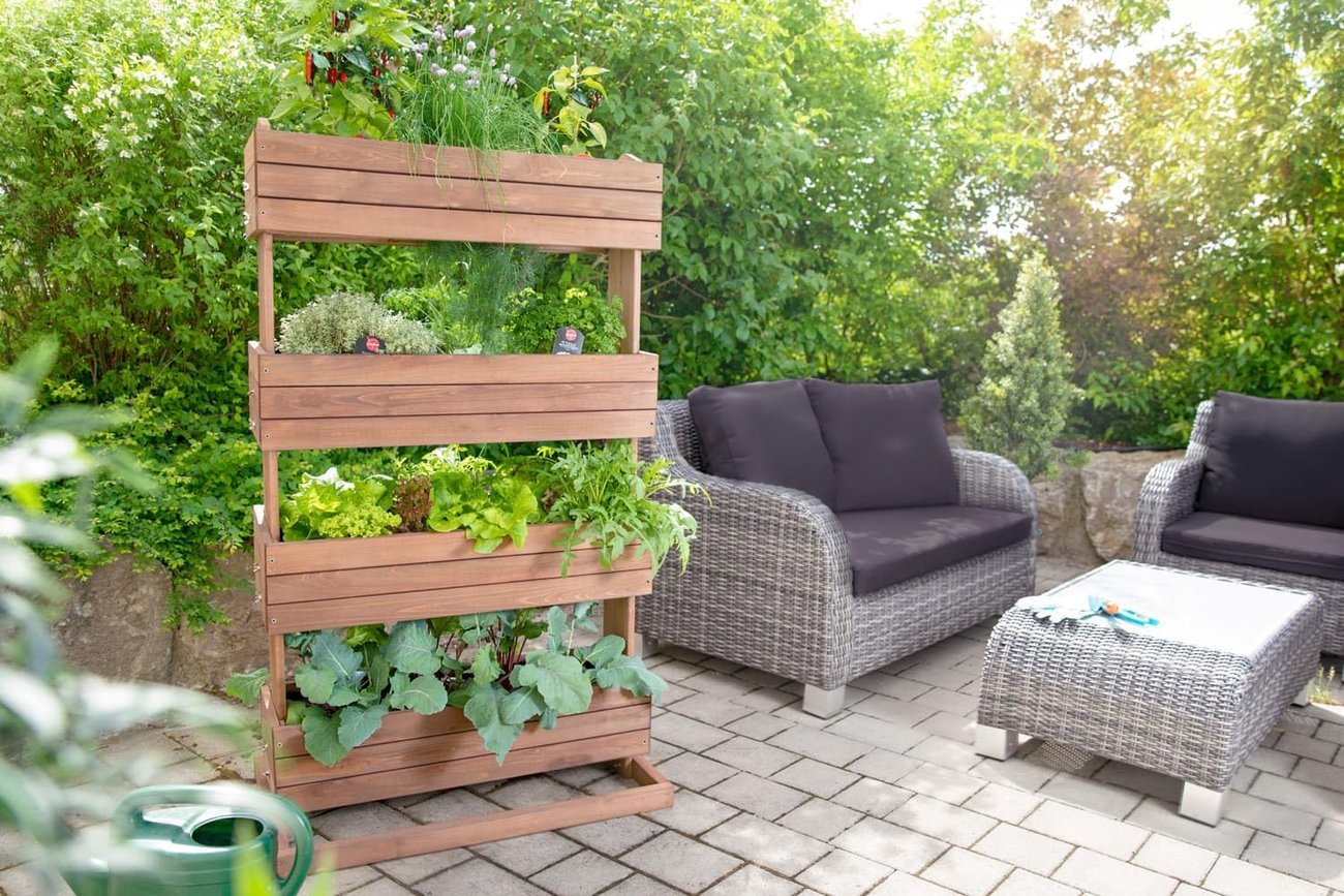 empasa Vertikales Hochbeet 'Cube 4' aus Holz Blumenkasten