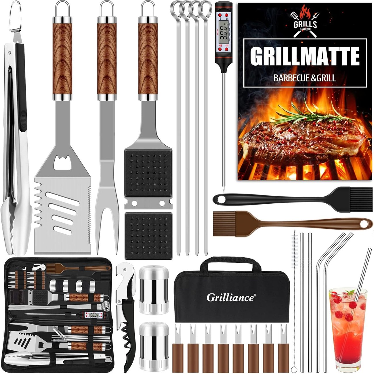 Amazon | 30-teiliges BBQ-Grillbesteck-Set