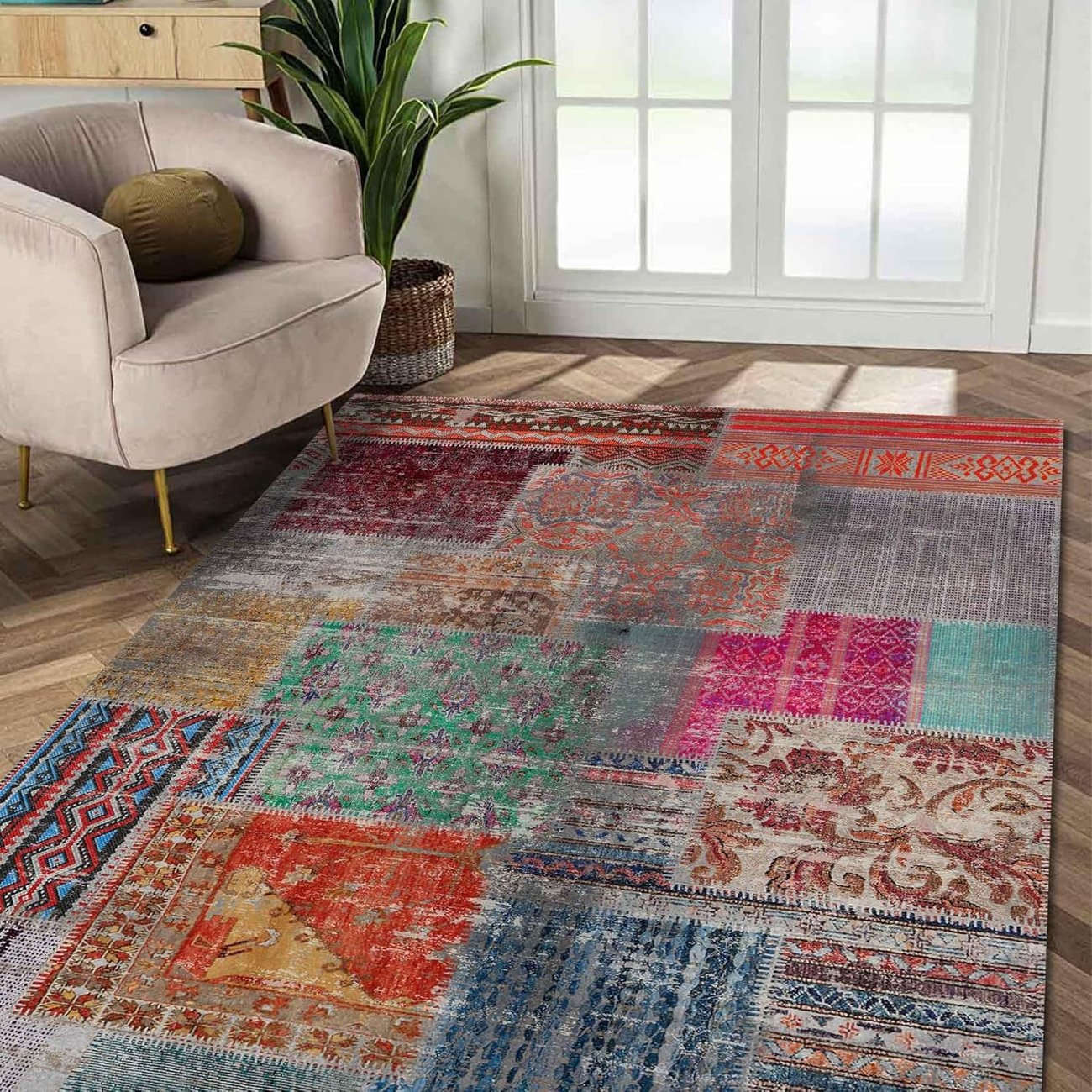 Flauschiger Teppich im Chenille-Druck