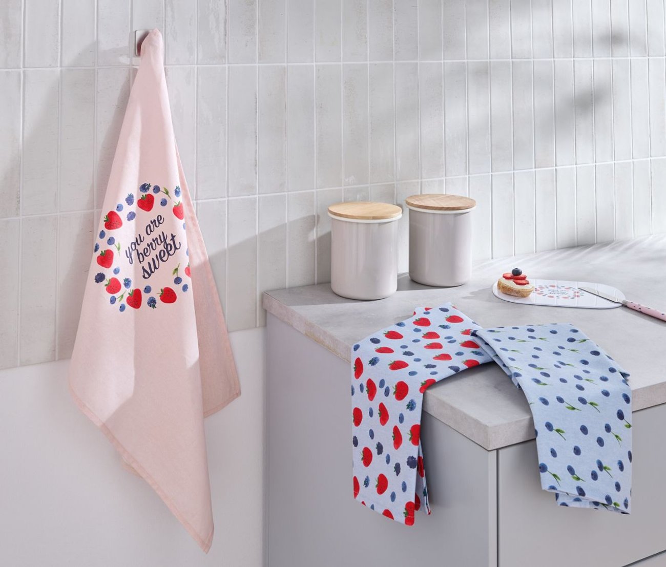Geschirrtücher mit Beerenmotiv 3er-Set