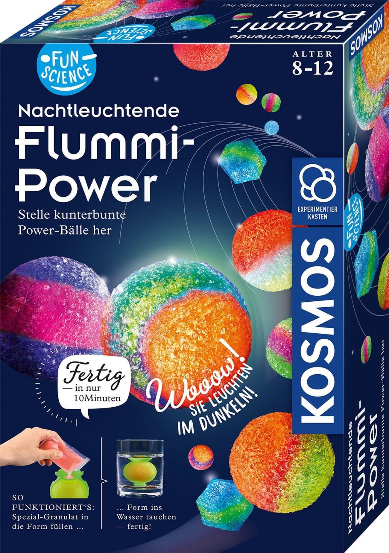 Kosmos 654108 Fun Science - Nachtleuchtende Flummi-Power,  20 kunterbunte Power-Bälle