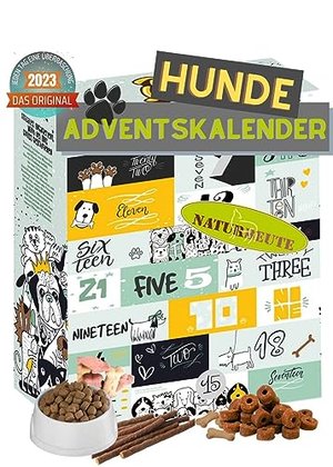 Hunde Adventskalender 2022 mit 24 Leckerlies für den Vierbeiner. Snack Adventskalender für Hunde mit