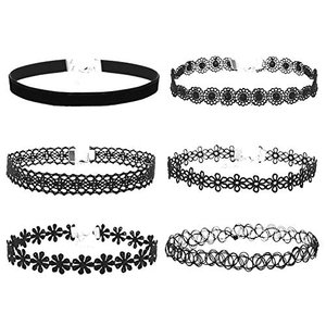 Soleebee Choker Halsketten Set Mode Velvet Halskette Gummi Stretch Samt Halsband Tattoo Spitze Kette