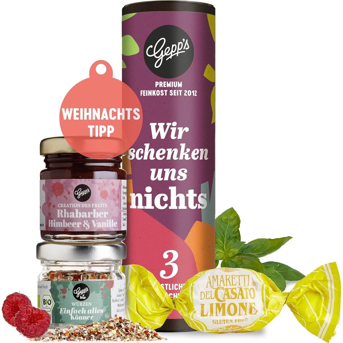 Gepp’s Feinkost Wir schenken uns nichts I Geschenkkorb mit Gewürzen & Konfitüre