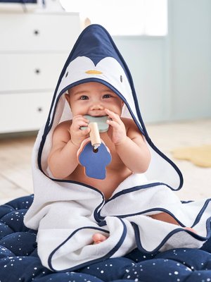 Vertbaudet Baby-Set: Badetuch und Waschhandschuh Pinguin