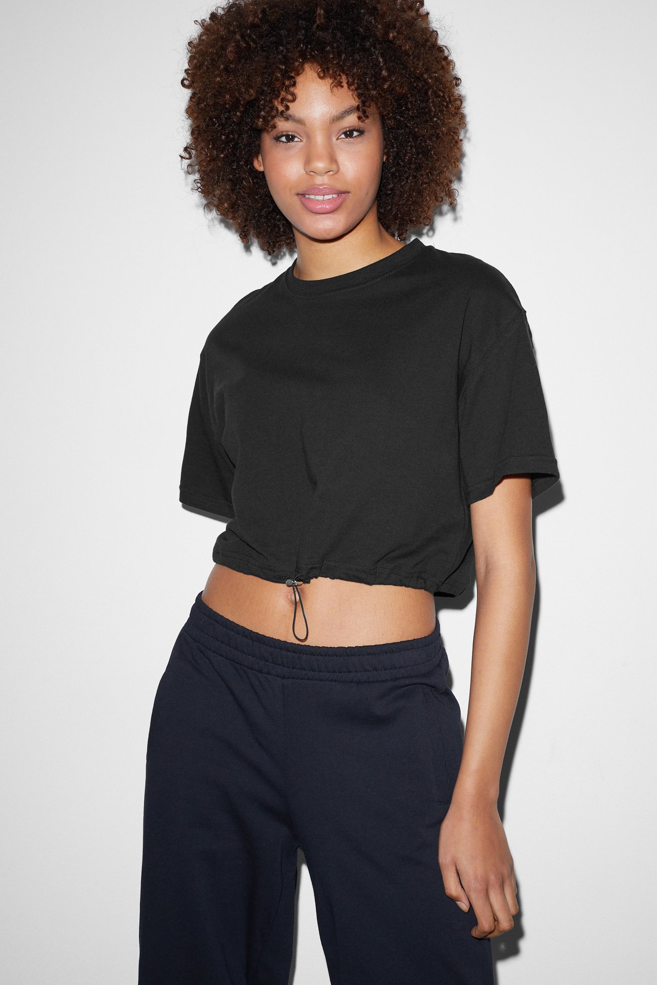 Crop T-Shirt mit Gummizug