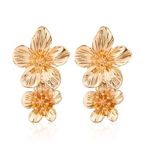 Goldene Doppel Blumenohrringe