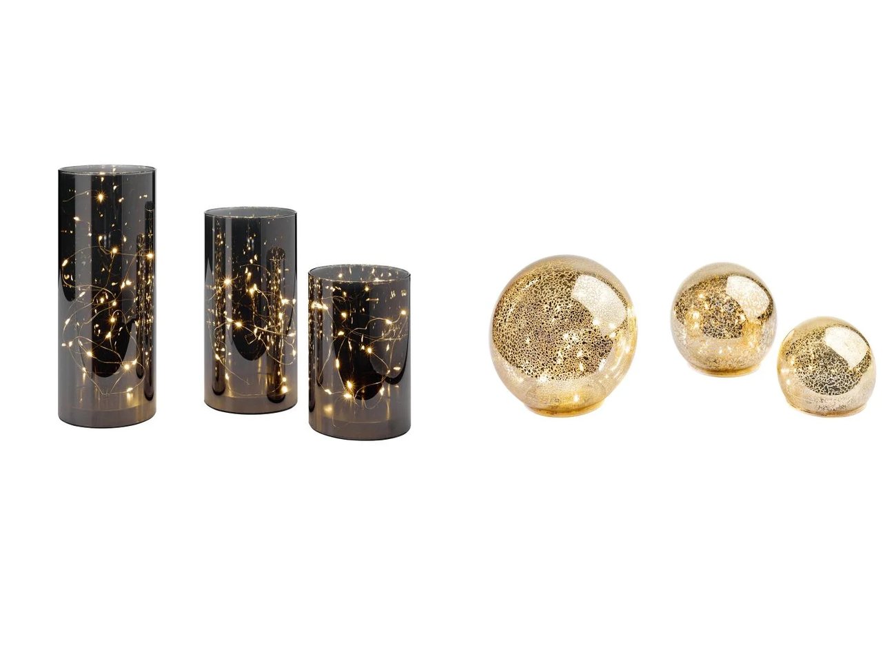 LED-Windlichter / LED-Dekokugeln, 3 Stück