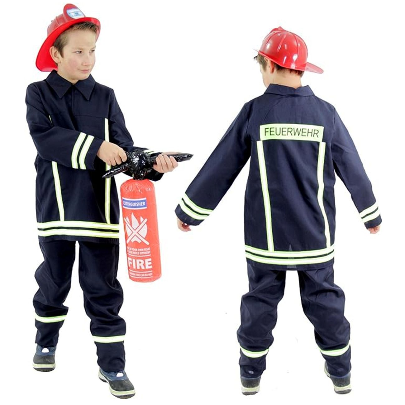 Foxxeo Feuerwehr Kostüm für Kinder