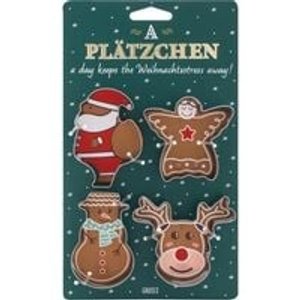 GRUSS & CO Keksausstecher-Set bestehend aus Weihnachtsmann, Schneemann, Schutzengel und Rentier, mit