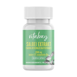 Salbei Extrakt 1900 mg (Blattextrakt, Salvia officinalis, 2% essentielle Öle) - 90 Vegi Kapseln