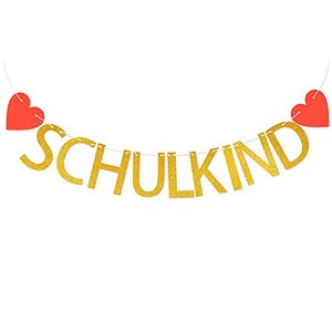 Schulkind Girlande, Gold mit Herzen