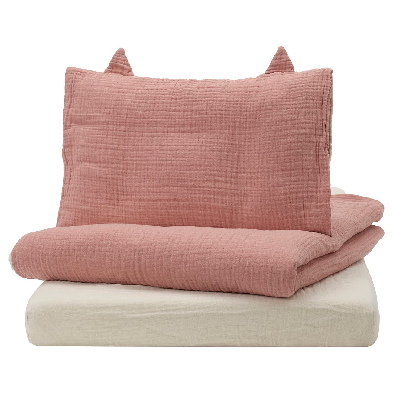 GULDVÄVARE Babybett-Set 3-tlg. - blassrosa/beige 70x140 cm