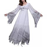 LINGYU Halloween weiße VampirbrautGeisterbraut Spitzenkleid