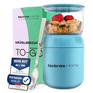 NetroxHome - Müslibecher To Go mit Löffel, Edelstahl