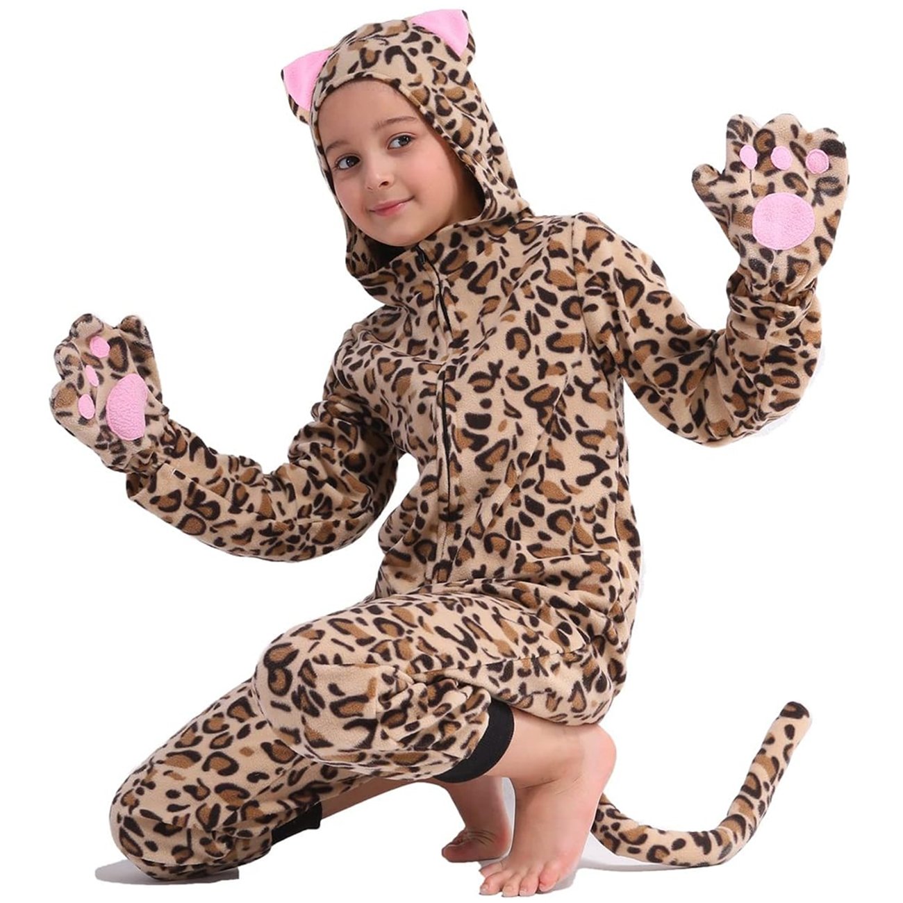 Einteiler-Kostüm Leopard-Katze für Kinder