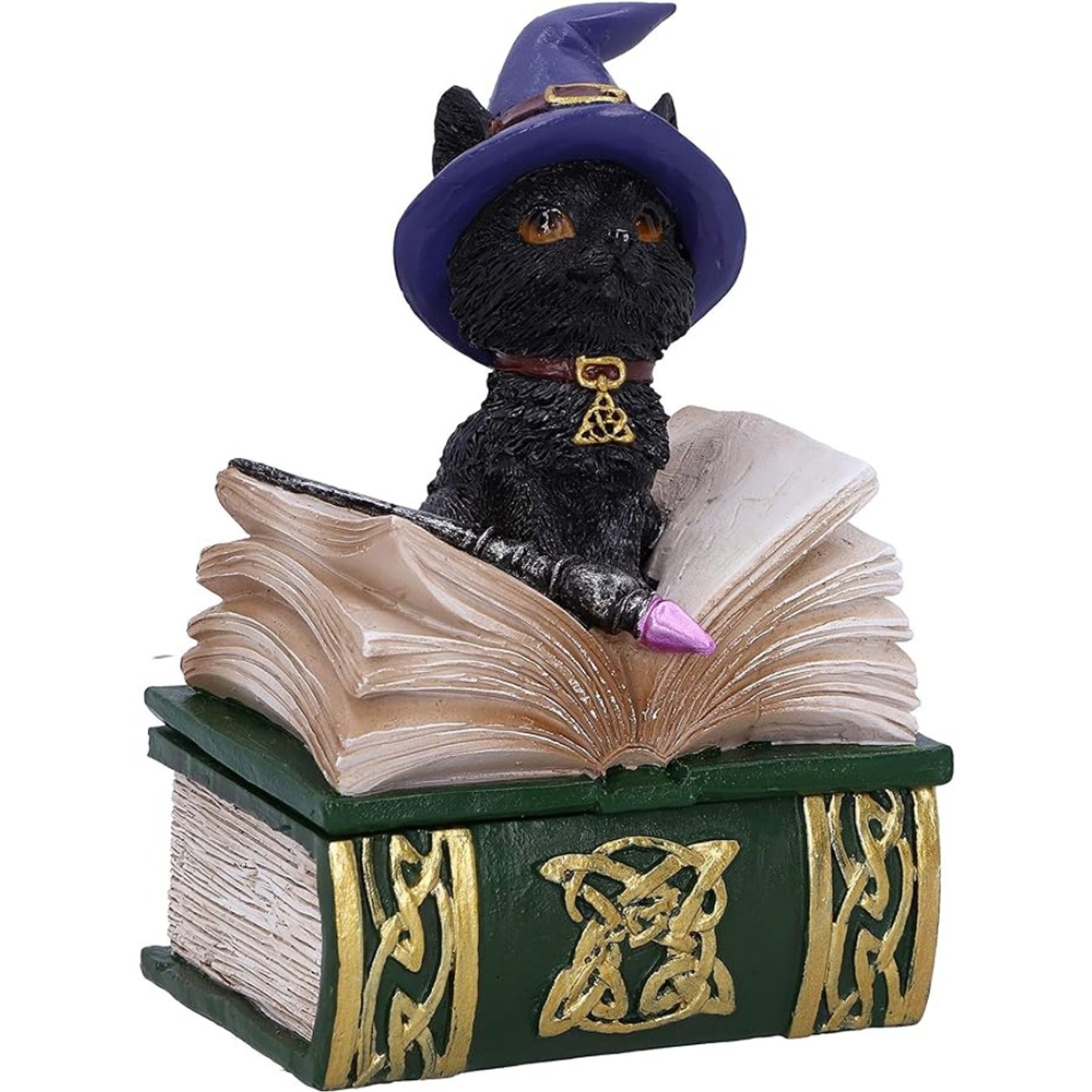 Black Cat and Spellbook Figurine Box, Vinylharz, 11 cm