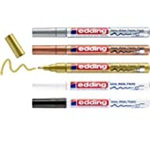 edding 751 Glanzlackmarker - schwarz, weiß, gold, silber, kupfer - 5er Set Lackmarker - Rundspitze 1