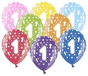 10 bunte Luftballons 1. Geburtstag