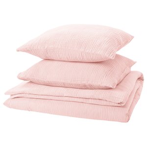 SCHERSMIN Bettwäsche-Set, 3-teilig - blassrosa 240 x 220 / 80 x 80 cm