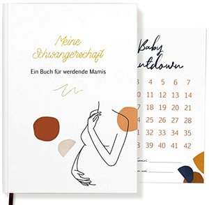 SchwangeSchaftstagebuch für Erinnerungen + Baby-Countdown Karte (Modern Line-Art)