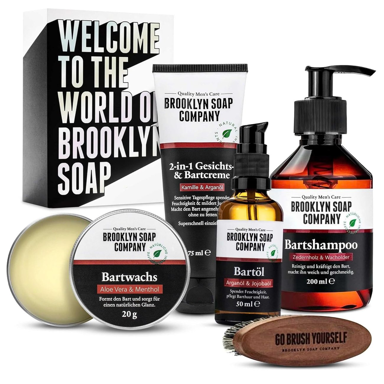Brooklyn Soap Company · Ultimate Beard Box · Bartpflege Set inkl. Bartöl, Bartshampoo, Bartbürste, B