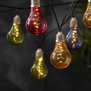 netproshop LED Solar Glühbirnen Lichterkette im Retro-Look