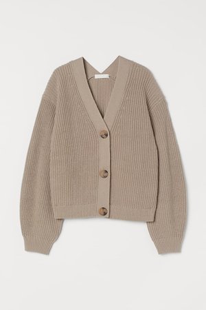 Gerippter Cardigan in Beige