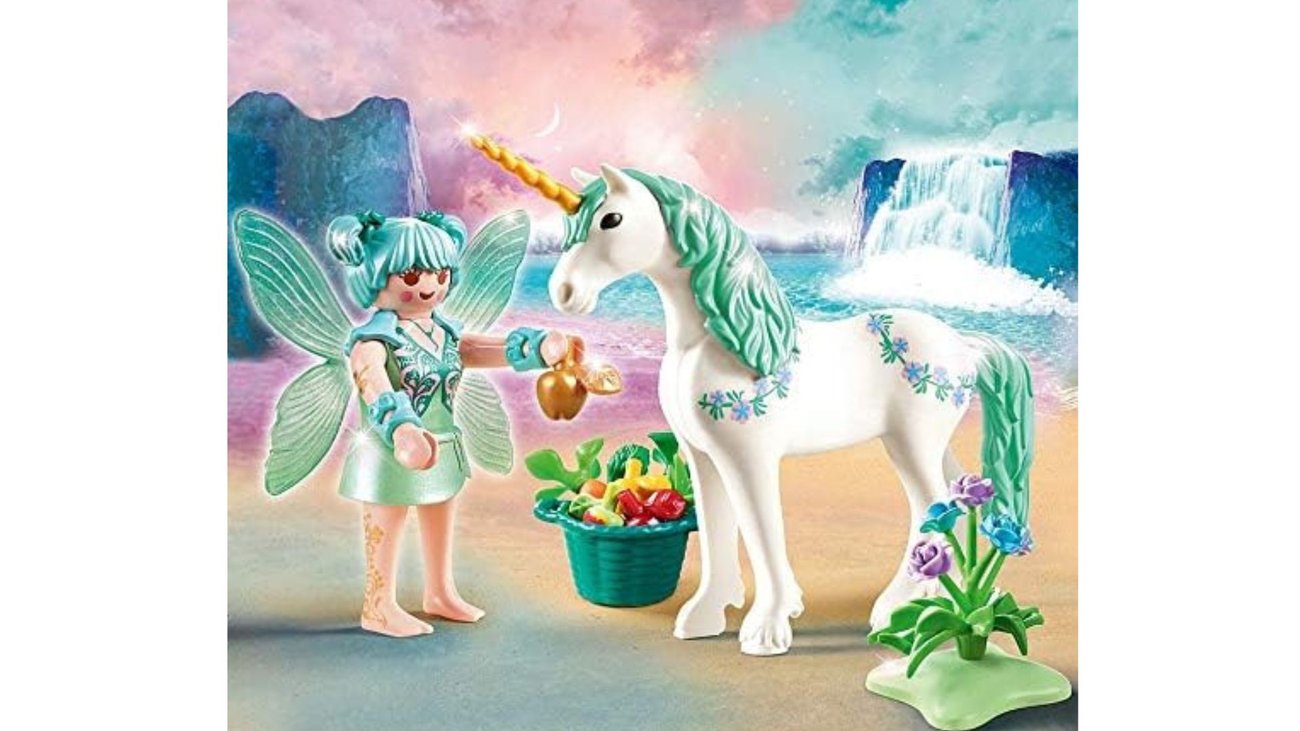 PLAYMOBIL Fairies 70655 Einhorn mit Fütter-Fee